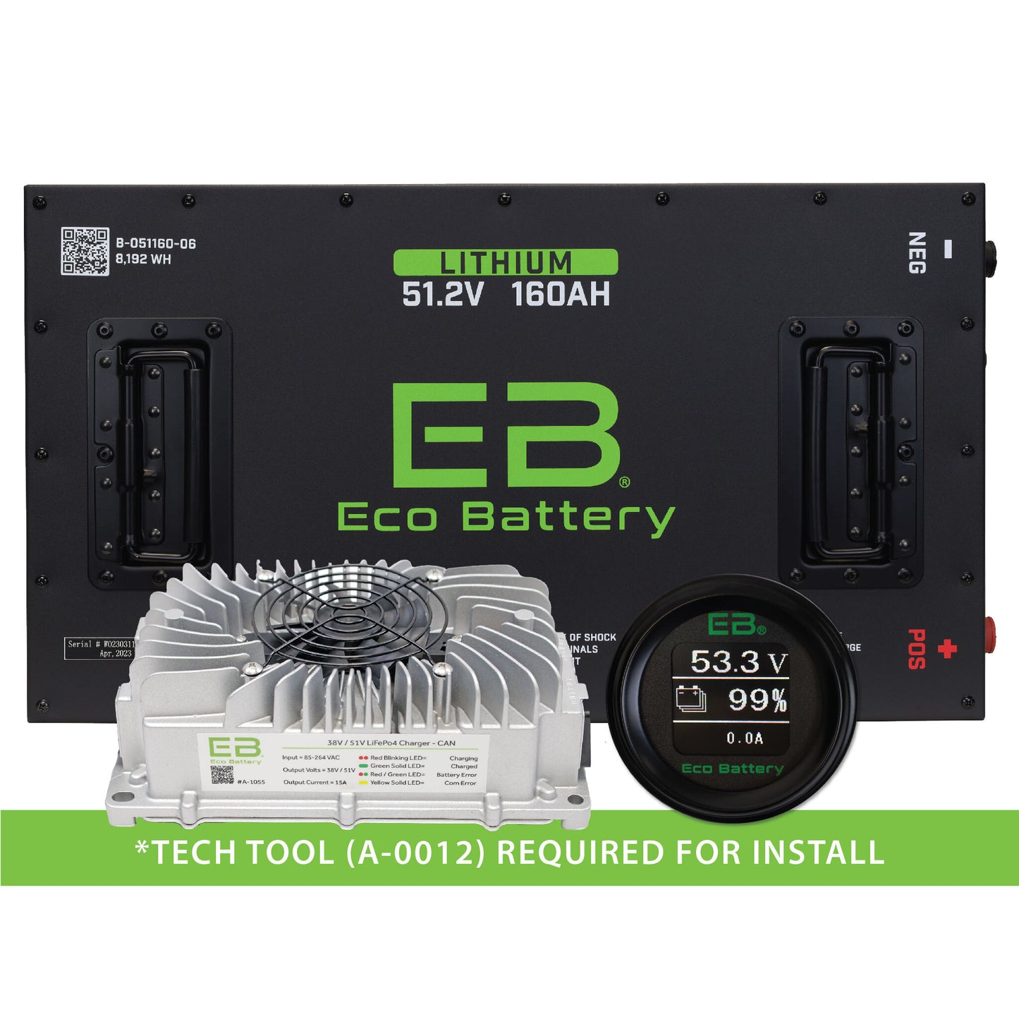 Eco Battery 48V (51v) 160Ah LifePo4 Golf Cart Lithium Battery Bundle - CHOOSE CART MODEL